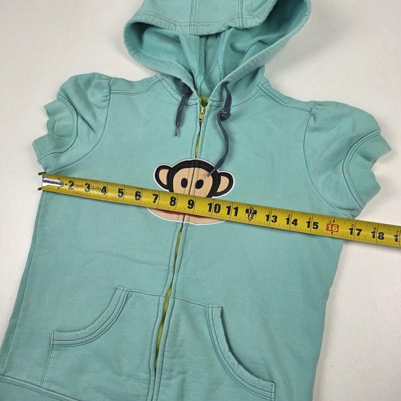 VTG Y2K Paul Frank Hoodie Womens Small Aqua Blue Zip Julius Monkey Graphic - Picture 4 of 10